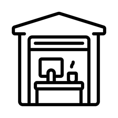 Garaj Ofisi web simgesi düz tasarım, vektör illüstrasyonu