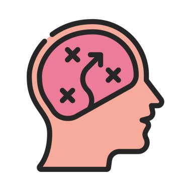 Planlama Zihni web simgesi düz tasarım, vektör illüstrasyonu