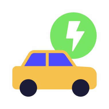 Beyaz arkaplanda elektrikli araba simgesi