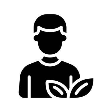 Erkek Vejetaryen Avatar web simgesi düz tasarım, vektör illüstrasyonu