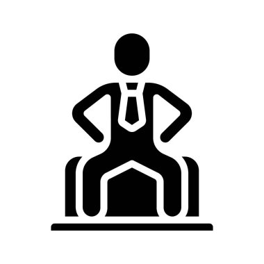 Oturmuş Kişi web simgesi düz tasarım, vektör illüstrasyonu