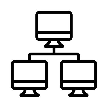 Bilgisayarlar Ağ simgesi, vektör illüstrasyonu  
