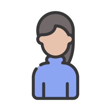 Kadın web simgesi düz tasarım, vektör illüstrasyonu