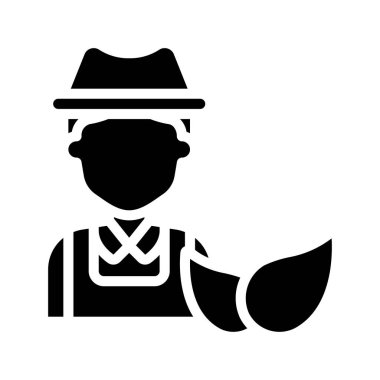 Sürdürülebilir Çiftçi web simgesi düz tasarım, vektör illüstrasyonu                    