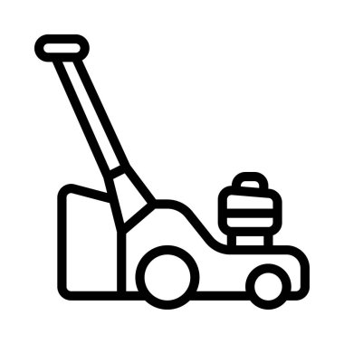 Çim biçme makinesi web simgesi düz tasarım, vektör illüstrasyonu
