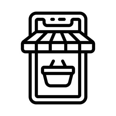 Mobil Ticaret web simgesi, vektör illüstrasyonu                