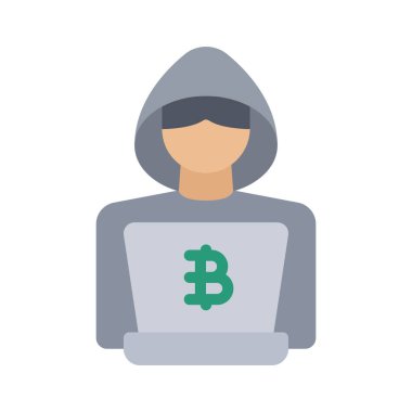 Bitcoin hacker simgesi vektör illüstrasyon tasarımı 