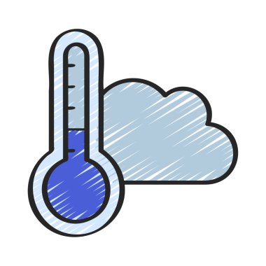 Bulut Sıcaklığı Simgesi, Vektör İllüstrasyonu