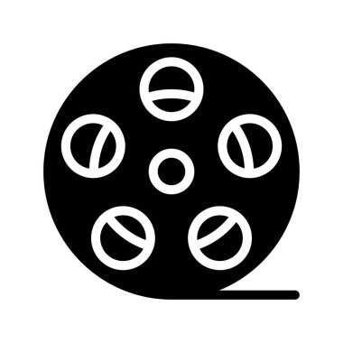 Film makarası düz simge, vektör illüstrasyonu 