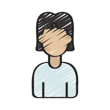 Choppy Sınır Bilim Kadını web simgesi düz tasarım, vektör illüstrasyonu