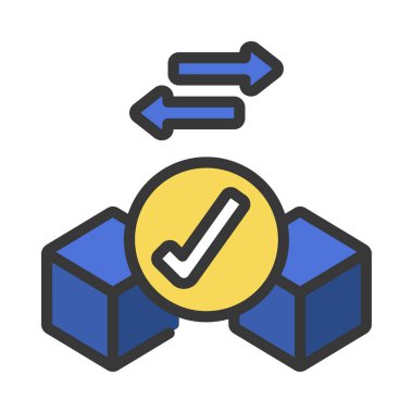 Onaylanmış Blockchain Aktarım simgesi vektör illüstrasyonu 