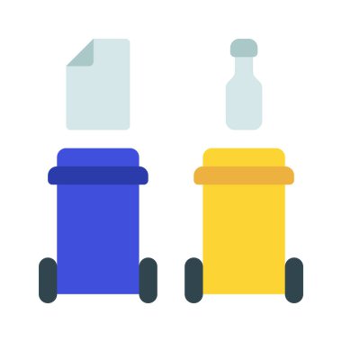 Atık Sıralama düz simgesi, vektör illüstrasyonu 