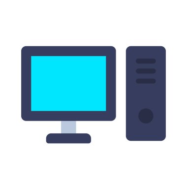 Monitör ve Masaüstü Bilgisayar simgesi, vektör illüstrasyonu 