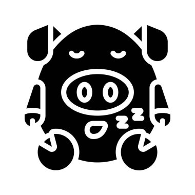 Uyuyan domuz yassı ikonu, vektör illüstrasyonu 