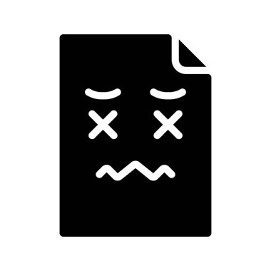 Üzgün Yüz Belgesi simgesi, vektör illüstrasyonu 