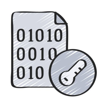 Dosya simgesini, vektör illüstrasyonunu şifrele