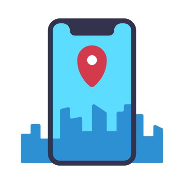 Basit Şehir konum simgesi, vektör illüstrasyonu