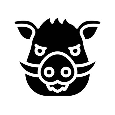 Yaban domuzu yassı simgesi, vektör illüstrasyonu 