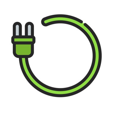 Elektrik Eklentisi simgesi basit düz illüstrasyon