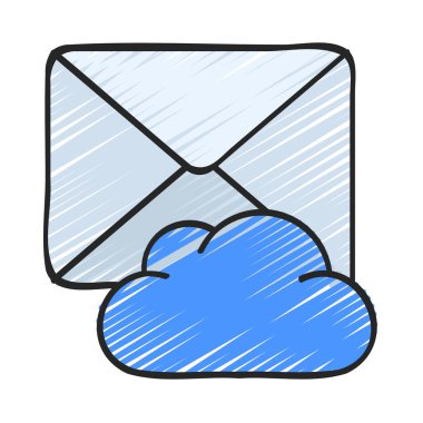 E- posta Bulut Simgesi, Vektör İllüstrasyonu