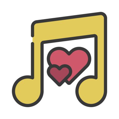 Aşk Müzik Web ikonu vektör illüstrasyonu