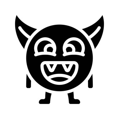 Beyaz arka planda boynuzları olan canavarın vektör çizimi  