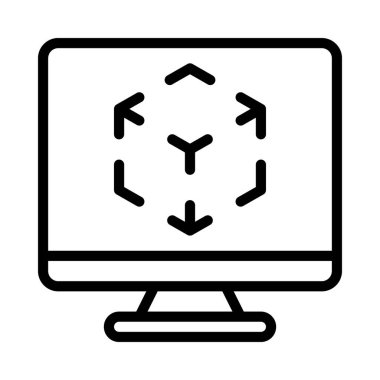 3B Küp Satır Bilgisayar simgesi, vektör illüstrasyonu 