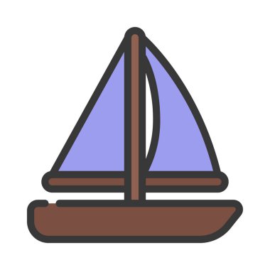  Tekne simgesi, basit vektör çizim