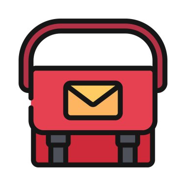 Posta Satchel Bag simgesi, vektör illüstrasyonu 