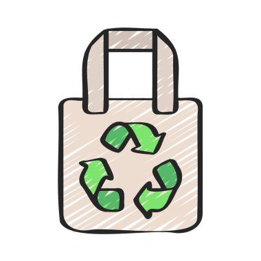 Geri dönüştürülmüş Tote Çanta simgesi illüstrasyonu 