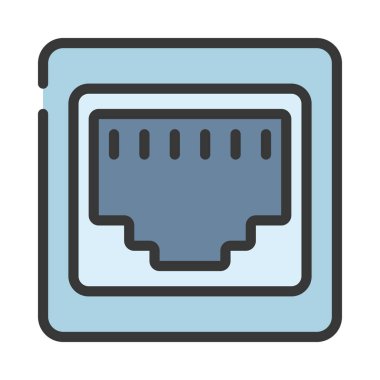 Ethernet Portu düz simgesi, vektör illüstrasyonu 