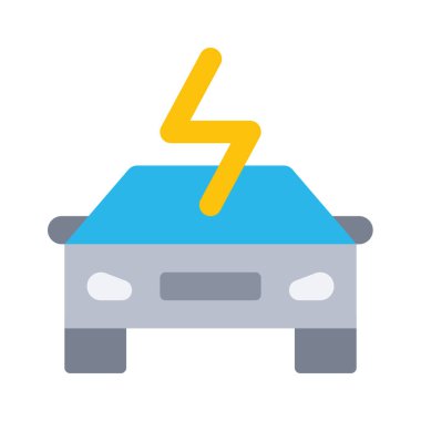 Beyaz arkaplanda elektrikli araba simgesi