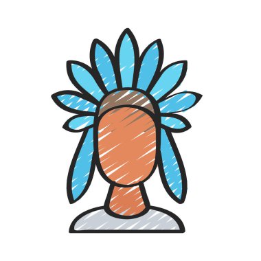 Yerli Amerikan düz ikonu, vektör illüstrasyonu 