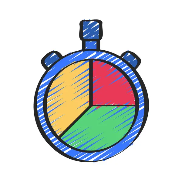 Stopwatch Pie Chart Icon Simple Illustration — Stock Vector