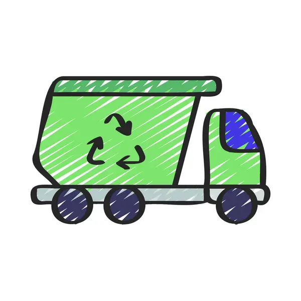 Recycle Garbage Truck Icon Illustration — Stock Vector