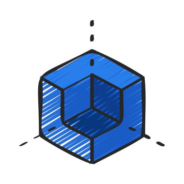 D AR Küpü düz simgesi, vektör illüstrasyonu 