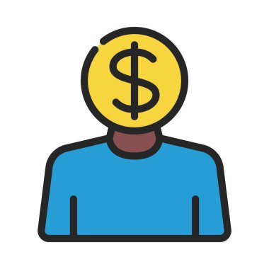 Müşteri düz simgesi, vektör illüstrasyonu ödeniyor 