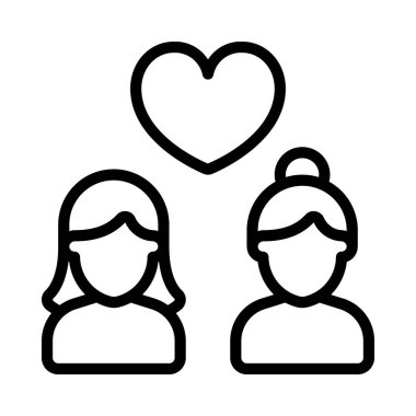 Dişi Çift Web simgesi düz tasarım, vektör illüstrasyonu