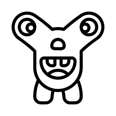 Beyaz arkaplanda canavar simgesi vektör çizimi 