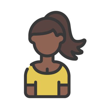 Sharp Pony Tail Woman web simgesi düz tasarım, vektör illüstrasyonu