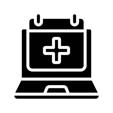 Çevrimiçi Doktorlar Randevu Düz simgesi, vektör illüstrasyonu 