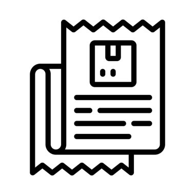 Paket Fatura Faturası Kabartma düz simgesi, vektör illüstrasyonu                        