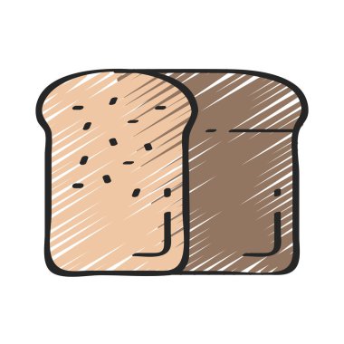 yemek, ekmek simgesi, düz stil