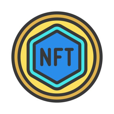NFT Token web simgesi vektör çizimi