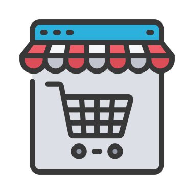 Çevrimiçi Depolama web simgesi, vektör illüstrasyonu               