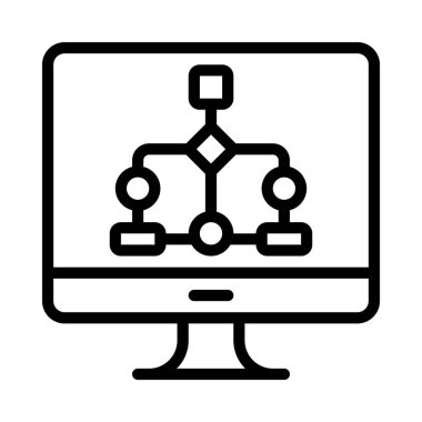 Bilgisayar Algoritması simgesi, vektör illüstrasyonu 