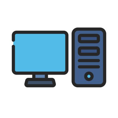 PC bilgisayar simgesi, vektör illüstrasyonu 