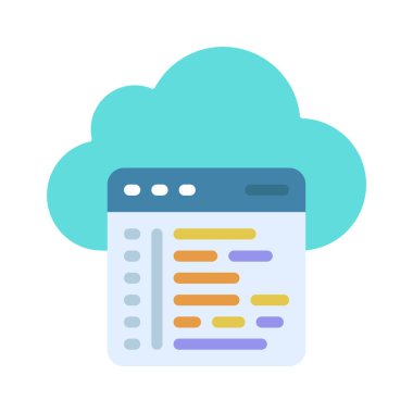 Bulut kodlama simgesi, vektör illüstrasyonu