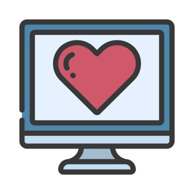 kalp monitör vektör düz renk simgesi