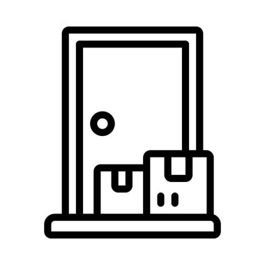 Ön kapının dışındaki parseller düz sembol, vektör illüstrasyonu                        